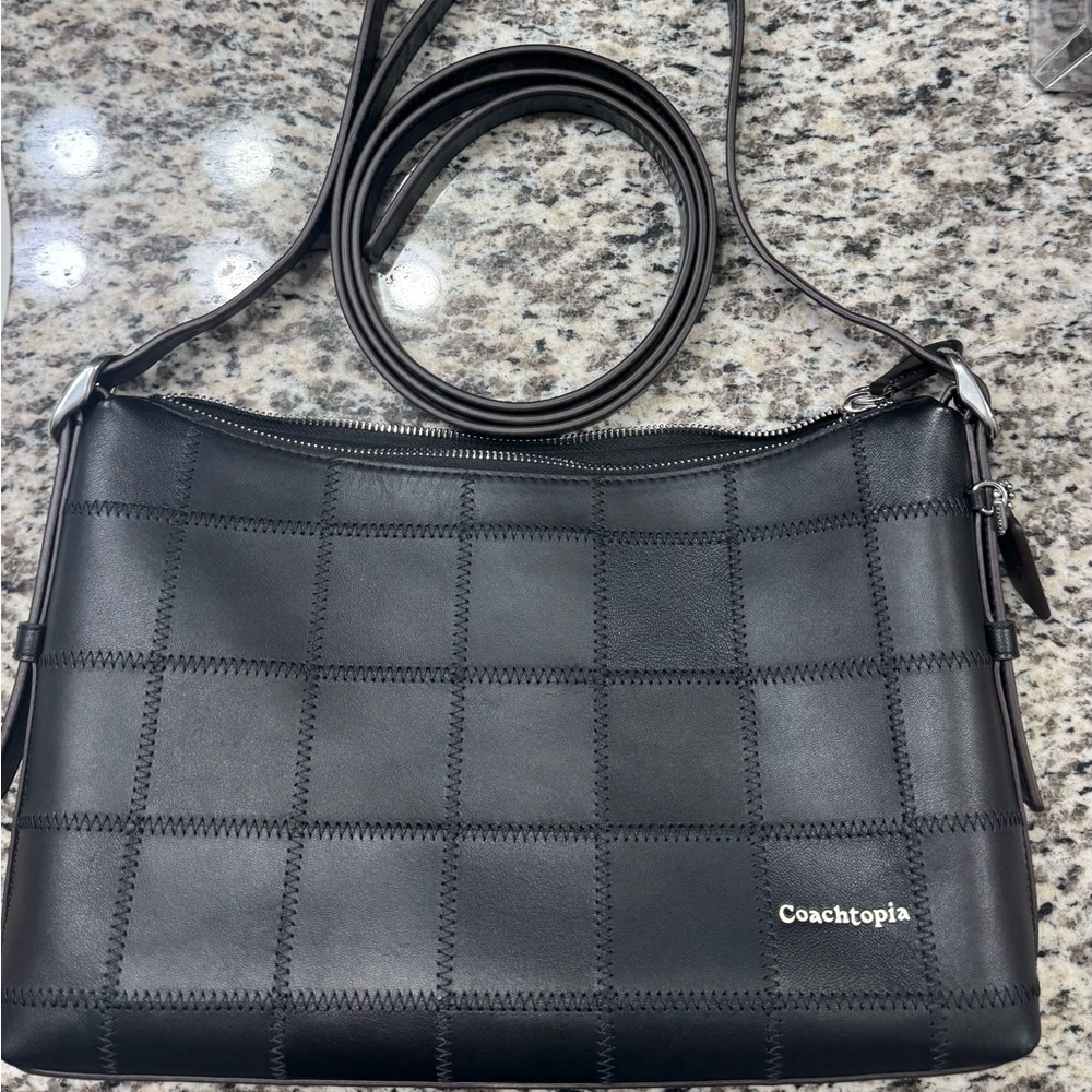 Coachtopia Black Checkered Crossbody Bag